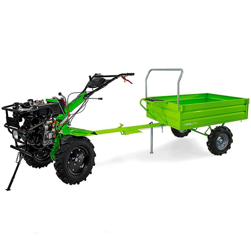 Motoculteur Thermique Diesel VITO 12CV 456cc - Transmission Directe, Fraises + Butteur Double, Largeur 145 Cm