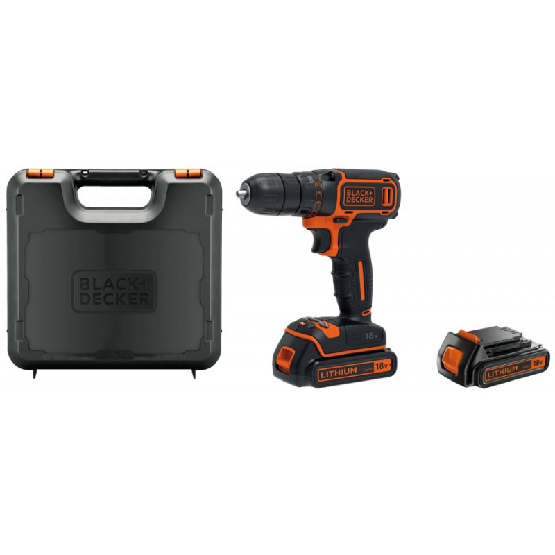 18V Livrée en boite de rangement BLACK+DECKER BCD003MEM2K-QW Perceuse à percussion sans fil 1 batterie 4 Ah et 1 batterie 2 Ah 18V Livrée en boite de rangement BLACK+DECKER BCD003MEM2K-QW Perceuse à percussion sans fil 1 batterie 4 Ah et 1 batterie 2 Ah